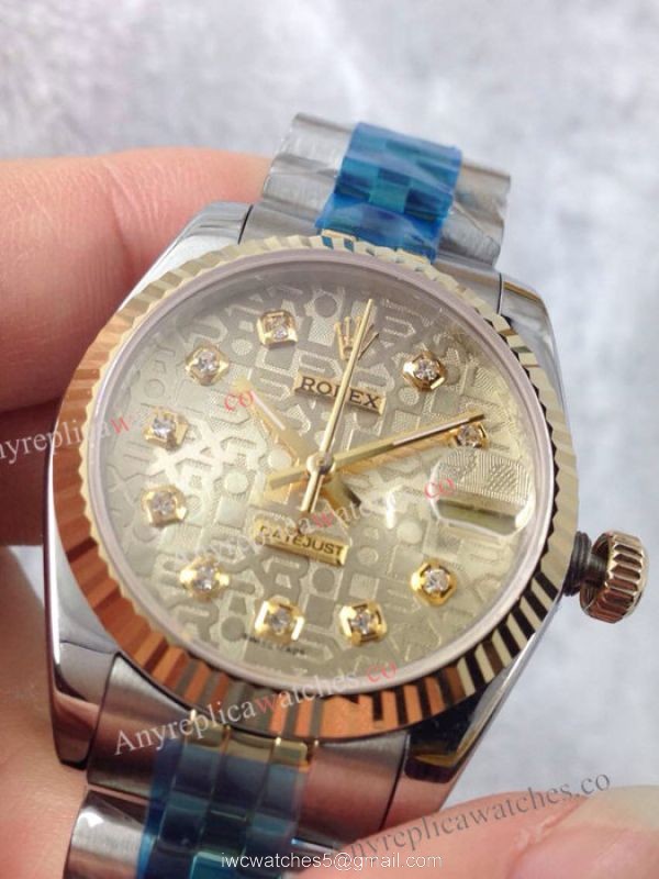 Clone Rolex Datejust 2-Tone Gold Micro Face 31mm Watch 3