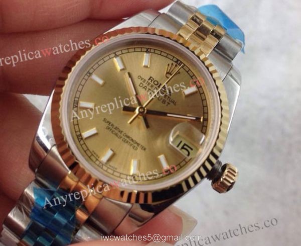 Copy Rolex 2-Tone Datejust Gold Watch 31mm High Quality 3