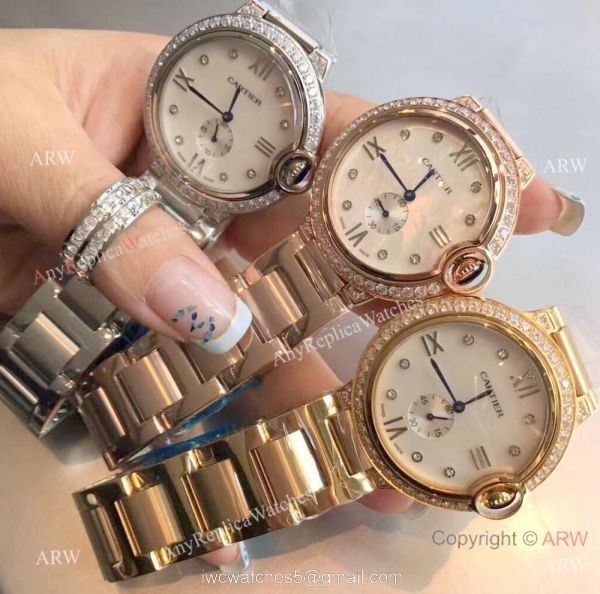 Stainless Steel Diamond White Dial Womens Fake Cartier Watch 3