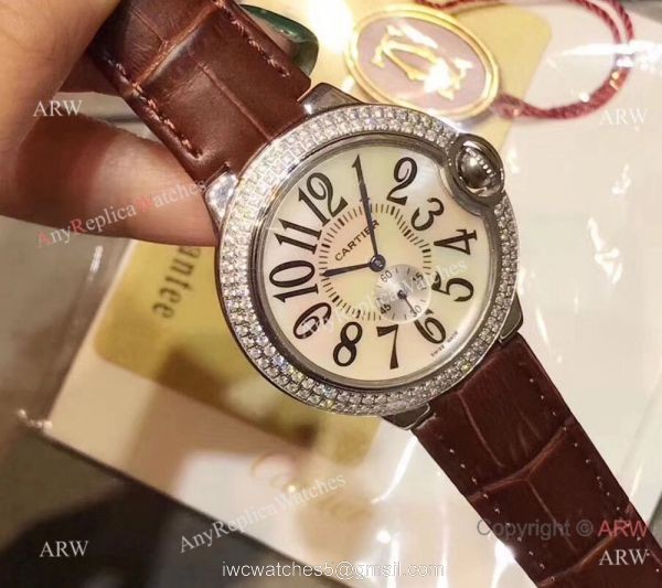 Womens Fake Cartier Watch Ballon Bleu Diamond Bezel 36mm 3