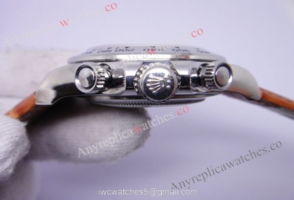 Rolex Daytona Replica Watch: Stainless Steel White Dial / Brown Leather 3