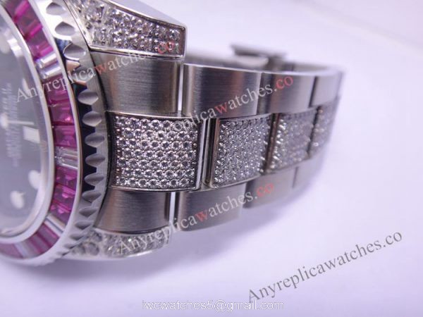 New Swiss Grade Replica Rolex GMT Master II Black Dial Blue &038; Red Squre Diamond Watch 3