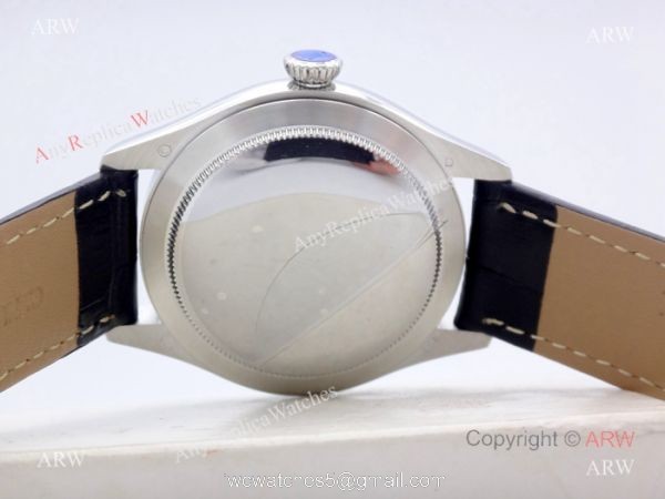 High Quality Rolex Geneve Cellini Black Face Sapphire glass Black Leather Watch 3