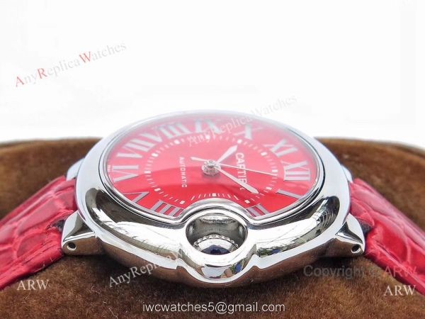 Swiss Ballon Bleu Cartier Watch Copy SS Red Dial Automatic 33mm 3
