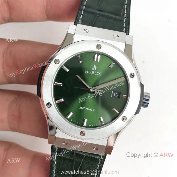 Replica Swiss Hublot Classic Fusion Titanium Watch Green Dial 3