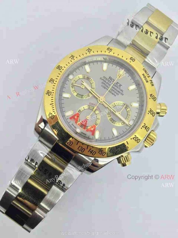 Swiss Fake Rolex Valjoux 7750 Daytona Oyster Perpetual Watch 2-Tone Gray 3