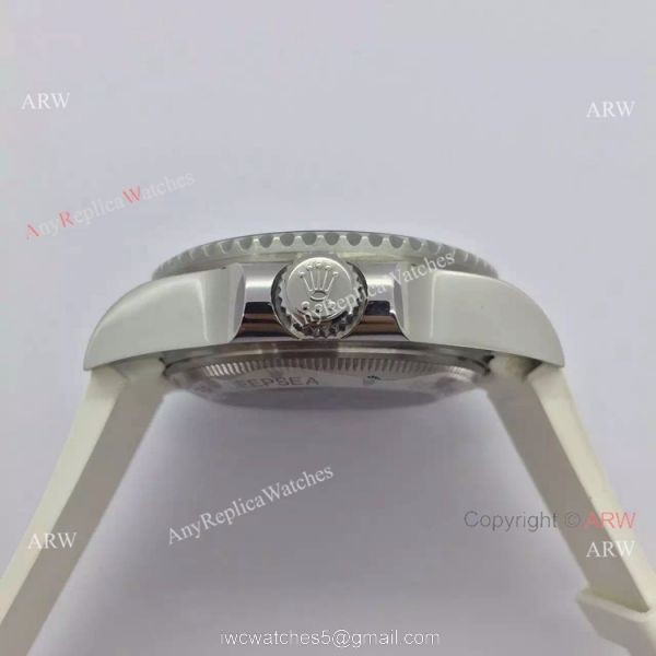 NEW Upgraded Rolex Deepsea 44mm Replica Watch White Rubber Strap 3