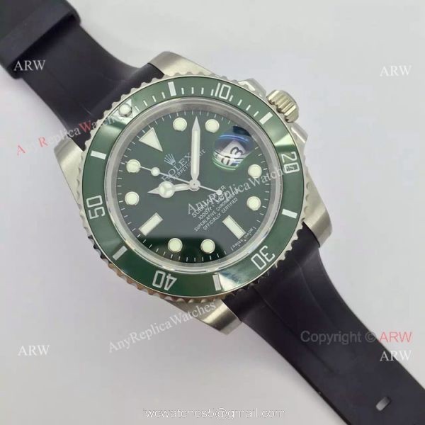 NEW UPGRADED Rolex Submariner Hulk Replica Replica Watch: SS Black Rubber strap 3