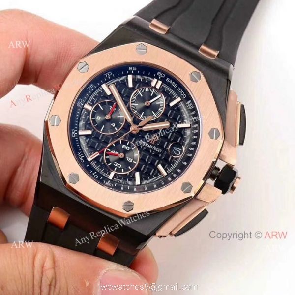 Japan Grade Audemars Piguet Royal Oak Offshore Replica Wristwatch Rose Gold Black Rubber 3