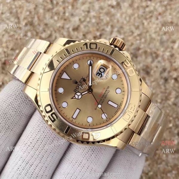 SWISS 3135 Rolex Yacht-Master All Gold Replica Watch New Movement 3