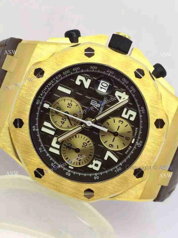 Fake Audemars Piguet Watch Black Face Yellow Gold Swiss Grade Mens 3