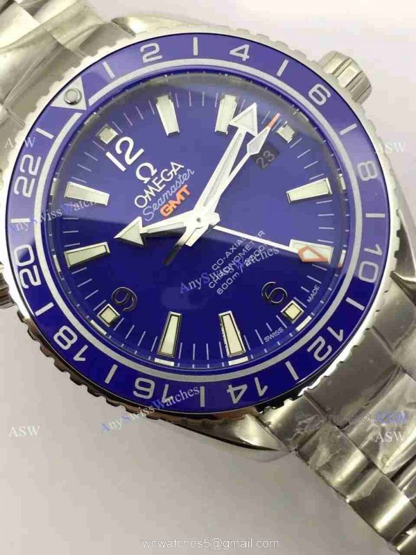 Replica Swiss OMEGA Seamaster Planet Ocean 600M Co-Axial GMT Watch Blue Dial 3