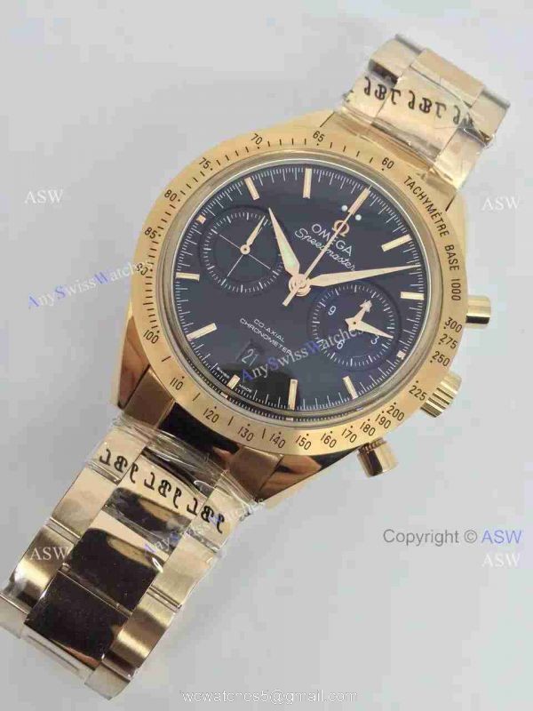 (OM)Copy Swiss Omega Speedmaster Chronograph 9301 Watch All Gold Black 3