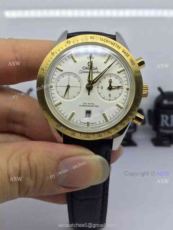 Copy Swiss Omega Speedmaster Chronograph Watch Rose Gold Leather Strap 3