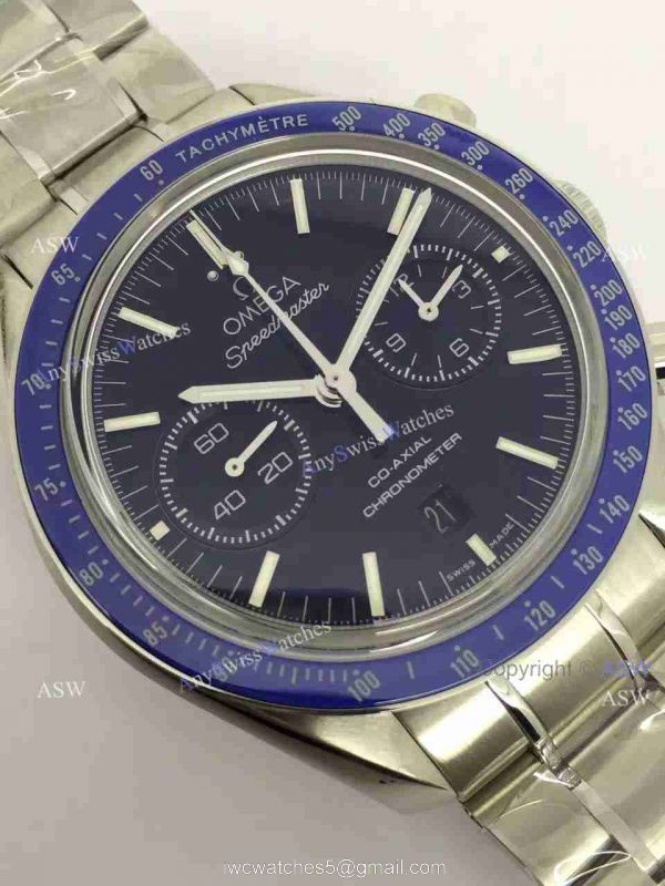 Copy Swiss Omega Speedmaster Watch SS Blue Chronograph 9300 3