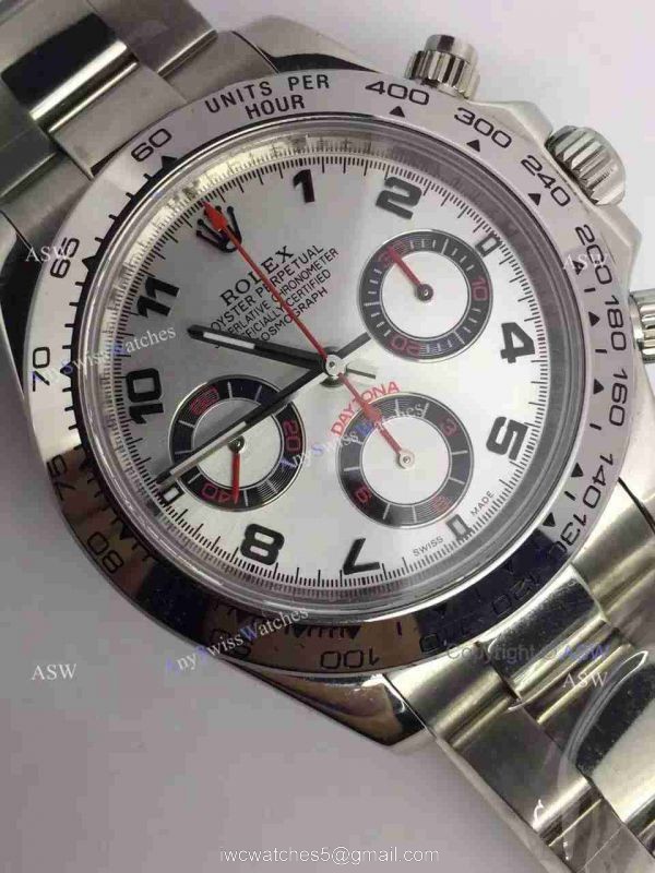Swiss Grade One Rolex Daytona Valjoux 7750 Watch Silver Dial Arabic markers 3