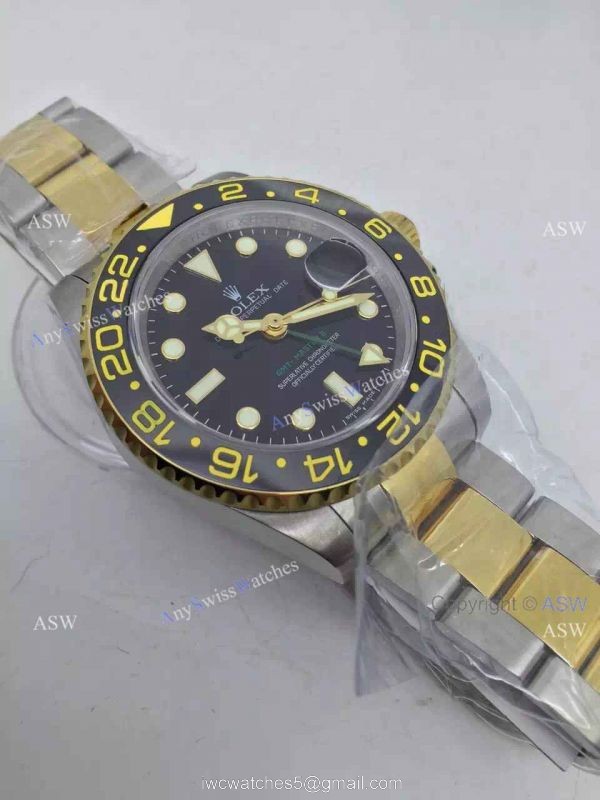 Copy Swiss Rolex GMT- Master II Watch 2-Tone Black Ceramic 40mm 3