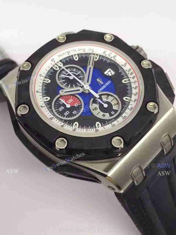 High Quality Copy Audemars Piguet Grand Prix Blue Face Black Rubber Swiss Mens Watch 3