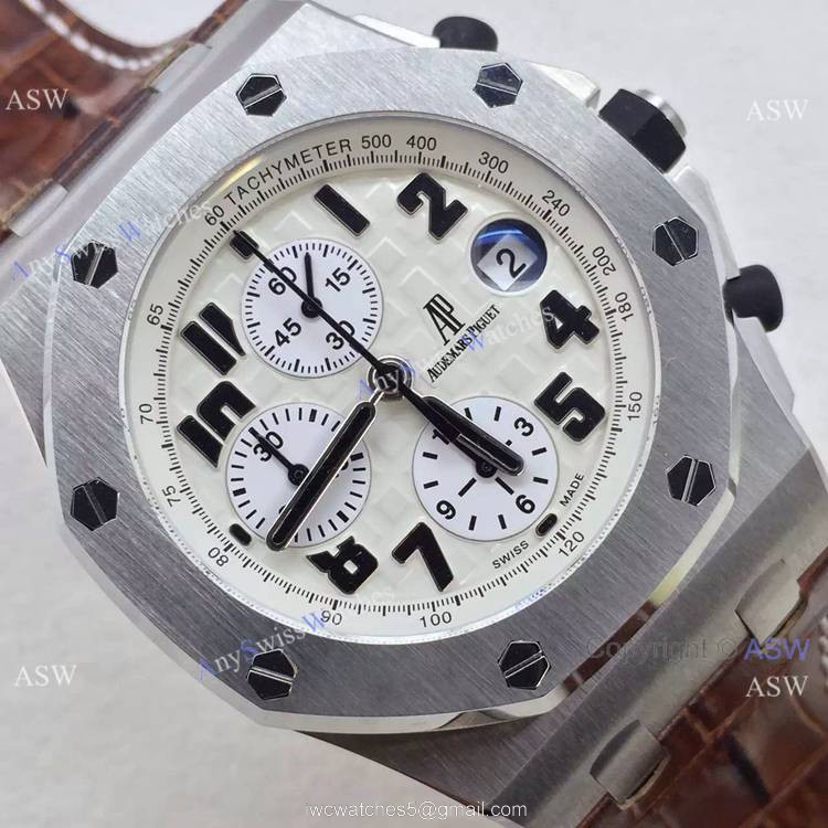 Replica Audemars Piguet Swiss Replica Chronograph watch SS White 3