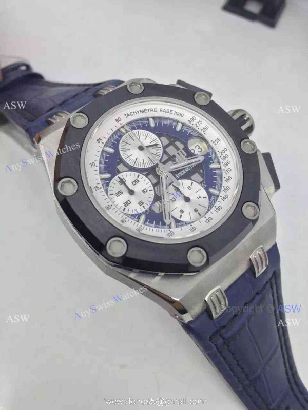 Replica Swiss 7750 Movement Audemars Piguet Ruben Barrichello Blue Leather Watch 3