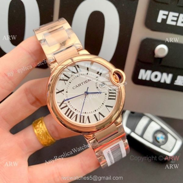 Cartier Ballon Bleu de Stainless Steel 42mm Watch New Blue Face 3
