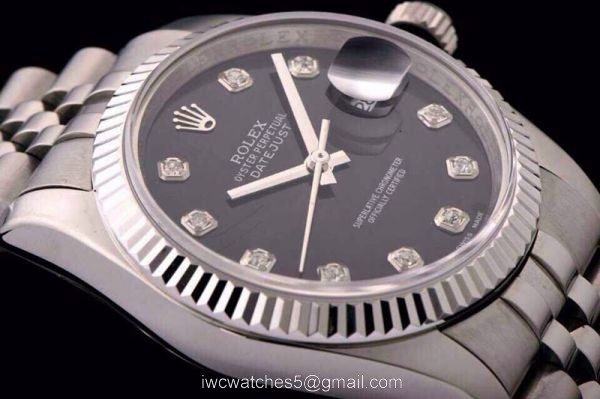ROLEX DATEJUST SWISS ETA3135 WATCH BLACK DIAL DIAMOND MARKER 3