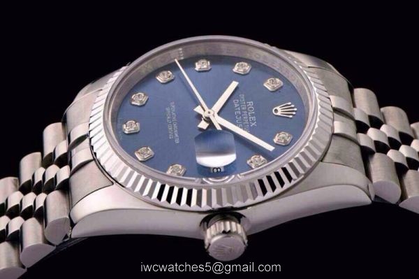 ROLEX DATEJUST SWISS ETA3135 WATCH BLUE DIAMOND FACE 3