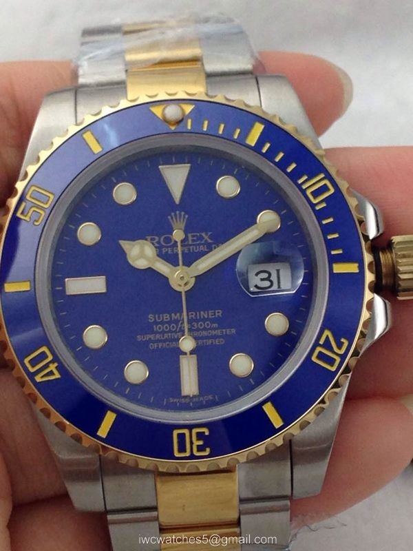 Grade AAA Rolex Blue Face Submariner Two Tone Watch Noob Factory Replica Watches 3