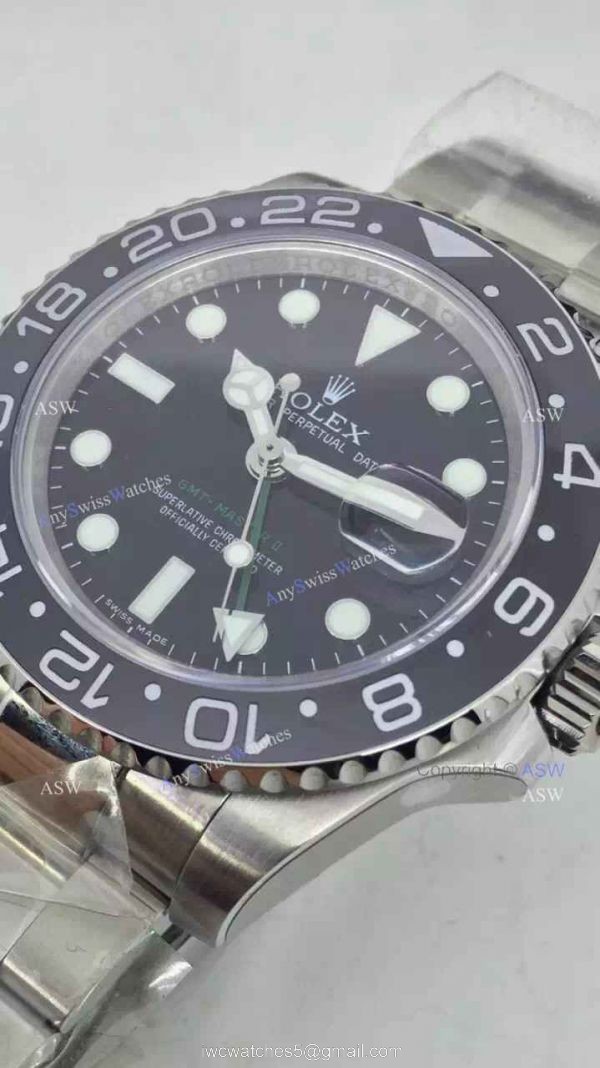 Swiss Fake Rolex GMT Master II Watch Black Dial Black Ceramics 3
