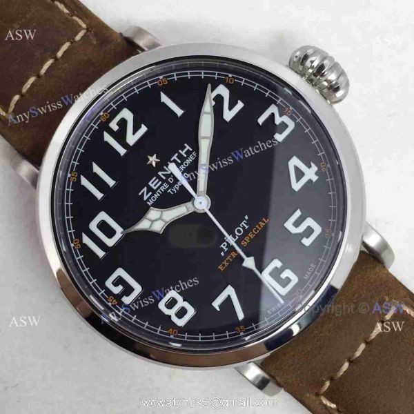 Swiss Knockoff Zenith Pilot Watch Brown Leather 3