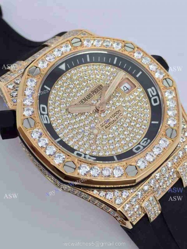 Replica Swiss Audemars Piguet Watch Rose Gold Diamond Dial 3
