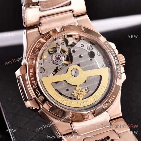 Swiss Quality Replica Patek Philippe Nautilus Womens Watch Rose Gold White Face 3