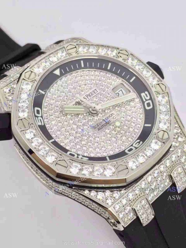 Replica Swiss Audemars Piguet Watch Diamond Dial case Leather Watch Strap 3