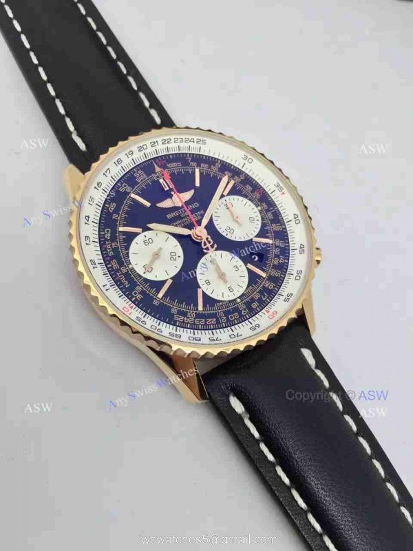 Swiss Replica Breitling 1884 Chronometre Navitimer Watch Rose Gold Case Black Dial 3