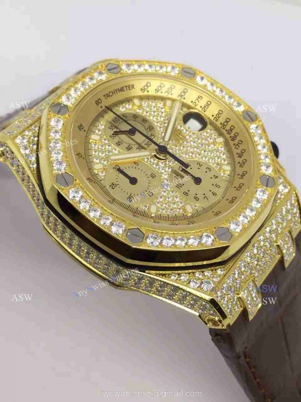Swiss Copy Audemars Piguet Watch Yellow Case Diamond Dial / Diamond Case 3