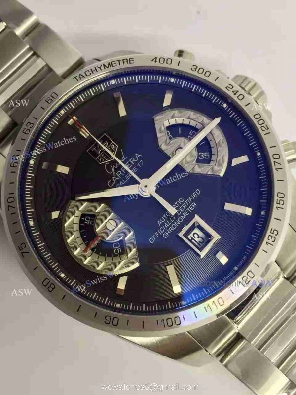 Super Clone Tag Heuer Grand Carrera Calibre 17 RS3 Watch SS black Dial 3