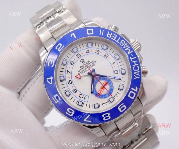 Swiss Copy Rolex Yachtmaster II 7750 Watch Stainless Steel Blue Ceramic 3