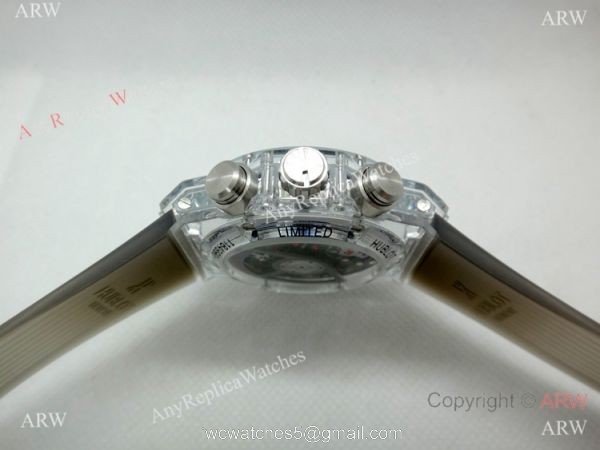 Best Quality Big Bang Unico Sapphire Hublot Clear Watch Gray Rubber Strap 3
