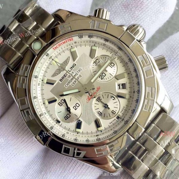 Replica Breitling Chronomat B01 SS Silver Dial Chronograph Watch 3