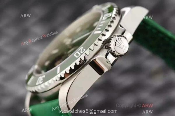 Replica Swiss Rolex Submariner Tourbillon Green Leather Watch 2016 New 3
