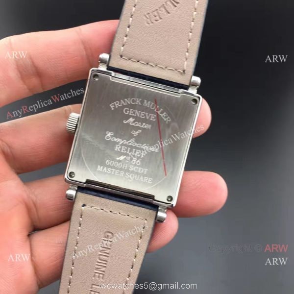 Clone Franck Muller Master Square Blue Leather Diamond Bezel Watch 3
