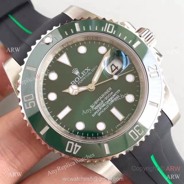 New Upgraded Rolex Submariner Hulk Replica Watch SS Rubber B Strap 3