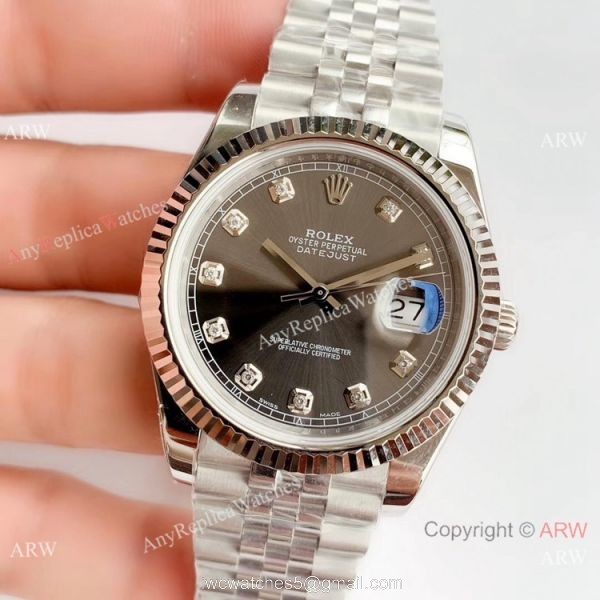 NEW Upgraded Replica Rolex Datejust II 41mm SS Grey Dial w/ Diamond Watch V3 Version 3