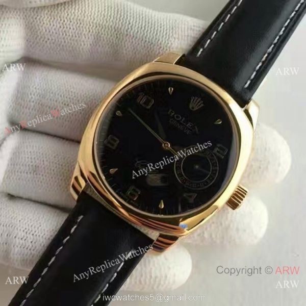 Replica Rolex Cellini Danaos Gold and Black Watch AAA Swiss Rolex Geneve Fake watch 3