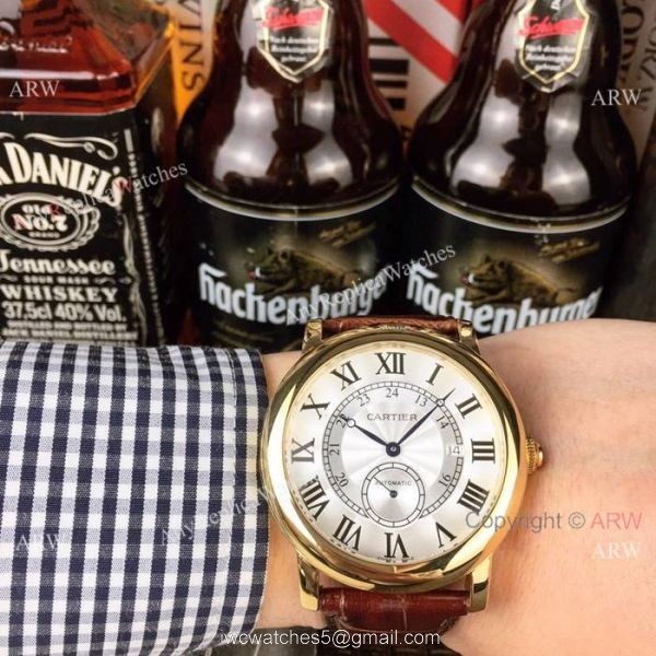 2019 Replica Cartier Ronde Solo 42mm Watches SS Black Leather Strap 3