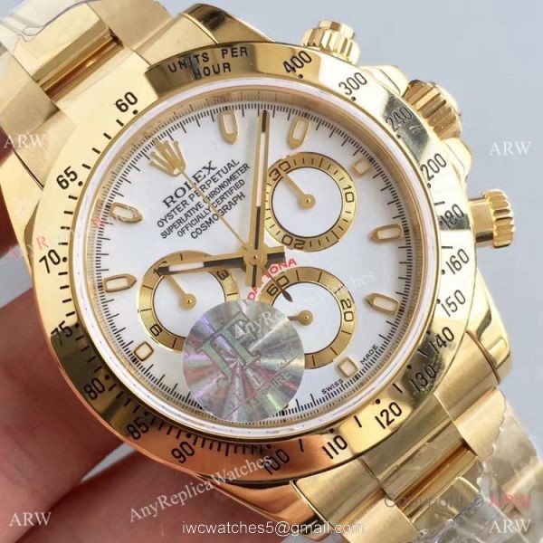 JF Replica Rolex Daytona Yellow Gold White Dial 7750 Automatic Gold Rolex Daytona Replica Watch 3