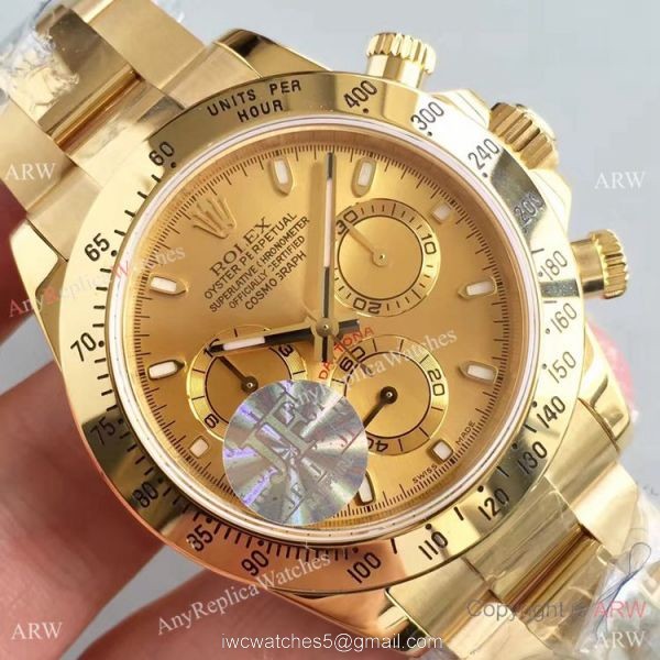 JF Replica Swiss 7750 Rolex Daytona All Gold Chronograph Watch 3