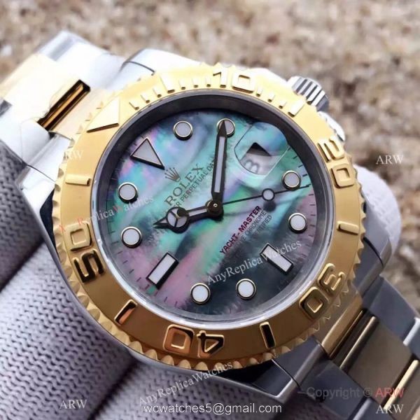 New Yacht-Master Replica Rolex Watch 2-Tone White MOP watch 3