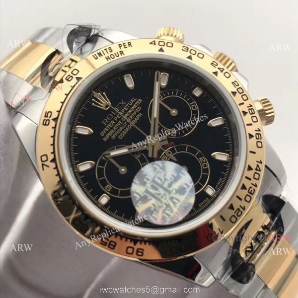 JF Swiss Grade Replica Rolex Daytona Valjoux 7750 Watch Two Tone and Black 3
