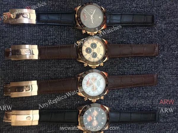 Best Replica Rolex Daytona Leather Strap Rose Gold 42mm Watch 116515LN 3